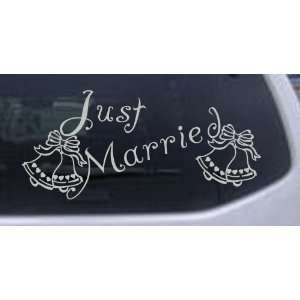 Silver 12in X 26.0in    Just Married Car Window Wall Laptop Decal 