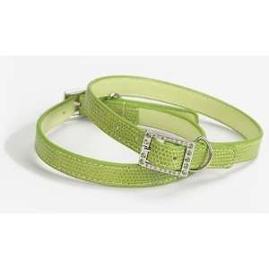  Lizard Leather Crystal Collar 14L Pink: Kitchen & Dining