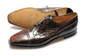 New FERRINI Italy Brown Alligator Shoes 11.5 MSRP $1495  
