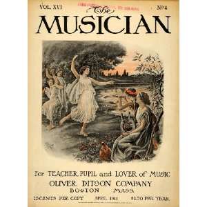  1911 Cover Musician Girls Dancing Pond Flute Harp Togas 