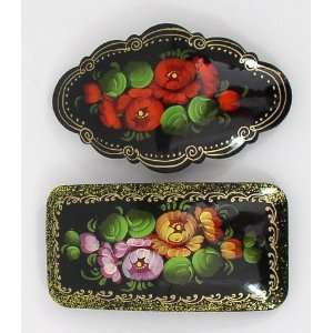  2 Barrettes Hair Clips Russian Hand Painted (0785 
