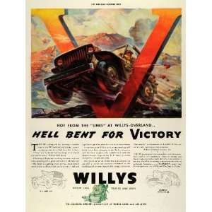  1942 Ad Hell Bent for Victory WWII Willys Overland Army 