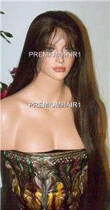 Full Lace Mongolian Human Remi Remy Hair Wig Straight #4 Med Brown 34 