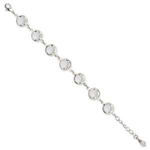  Silver tone Crystal Bezel 7.25 Bracelet: Jewelry