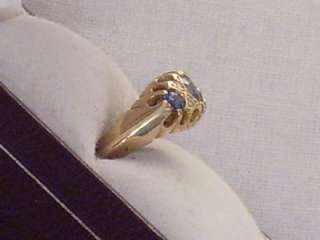 ANTIQUE CHESTER 18CT GOLD SAPPHIRE DIAMOND LADIES RING  