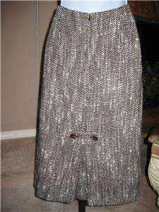 Barneys New York Brown Wool Angora Boucle Tweed Skirt Sz 10  