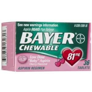  Bayer Chewable Low Dose Aspirin Tablets 81 mg Cherry 36 ct 