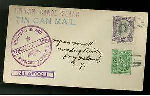 1934 Tonga Toga Tin Can Canoe Mail Cover to the USA  