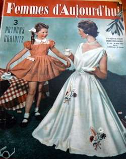 VTG 1950s PARIS FASHION & SEWING PATTERN MAGAZINE FEMMES DAJOURD HUI 