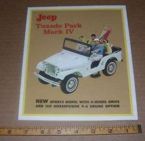 VINTAGE ORIGINAL JEEP TUXEDO PARK MARK IV BROCHURE 1965  