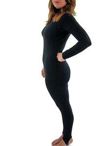  Magram Black Catsuit Stirrups Bodysuit Dance Yoga Jumpsuit Sz L  