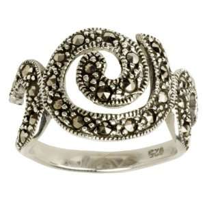  Marcasite Triple Spiral Ring: Jewelry