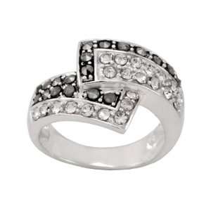  Sterling Silver Marcasite and Clear Crystal Wrap Ring 