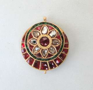   antique 20K Gold Diamond Polki Pendant necklace Amulet India  