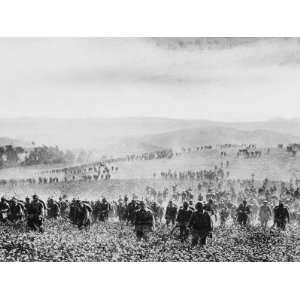 German Infantry Crossing a Field During World War I Photographic 