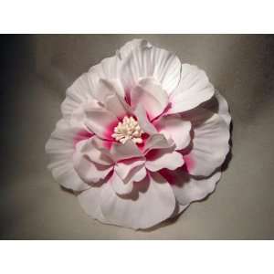  NEW White and Pink Camellia Flower Hair Flower Clip and 