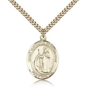   Curb Chain In A Grey Velvet Gift Box Patron Saint of Athletes/Soldiers