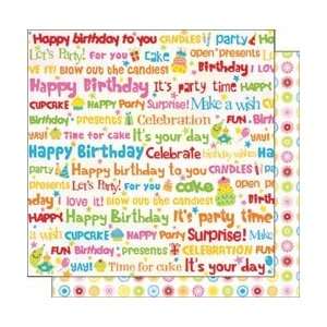  Lets Party Glitter Double Sided Cardstock 12X12 Birthday Words 