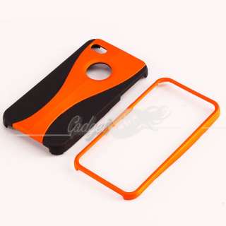 Hybrid Orange 3 Piece Hard Skin Case Cover for Apple iPhone 4S  
