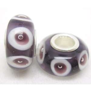  Bleek2sheek Murano Glass Plum/ White Bubble Charm Beads 