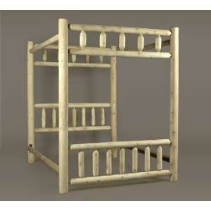   Cedar Log Style Wooden Twin Canopy Bed Frame: Furniture & Decor