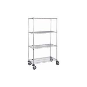 Chrome Wire Shelving Cart with Wire Shelves:  Industrial 