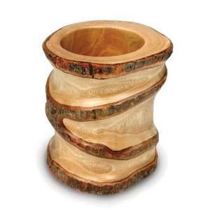  Mango Wood Utensil Vase, Bark Accent