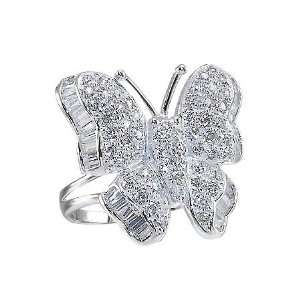  14k White Gold, Ladys Dressy Fancy Large Butterfly Design 