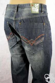 ECKO UNLTD JEANS 701 Straight Fit Dark Faded Denim Mens Pants New 