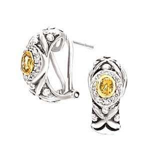   , Citrine & Diamond Oxidized Earrings with 14k Gold Accents (0.12ctw