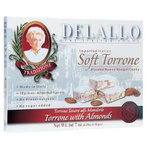 DeLallo Soft Torrone Almond Honey Nougat Candy, 18 Pieces, 7 oz, 3 ct 