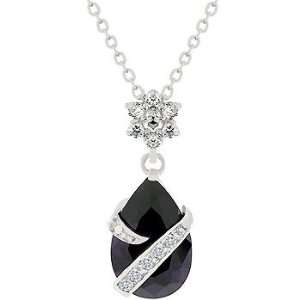 White Gold Rhodium Bonded Amethyst Drop Womens Necklace Pendant with 