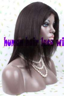 New 12 Short Lace Wig 100% Indian Remy Human Hair #1,#1b,#2Yaki 