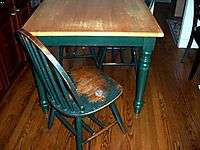 Used Kitchen Table Light Oak Top & Green Bottom Pick Up Only 4 Free 