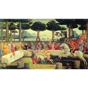 Paintings on Boccaccios Decameron First episode by Botticelli canvas 