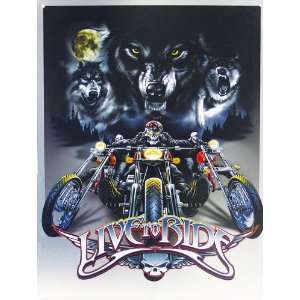  Tin Sign   Wolves Live to Ride: Home & Kitchen