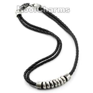 Fashion New Mens Metal Rings Surfer Leather Rope Necklace Chain LP100 
