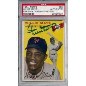  Willie Mays Autographed 1954 Topps Card PSA/DNA Slabbed 