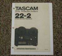 Tascam 22 2 Reel to Reel Owners Manual FREE SHIP  