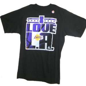  Laker T shirt I Love LA Adidas Authentic NBA shirt: Sports 