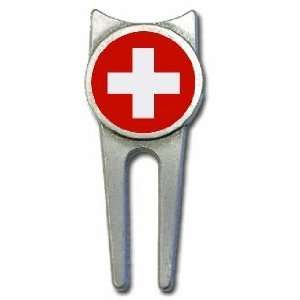  Switzerland flag golf divot tool 