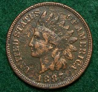 1887 Indian Head Cent   Fine details   F   Problems   #271  