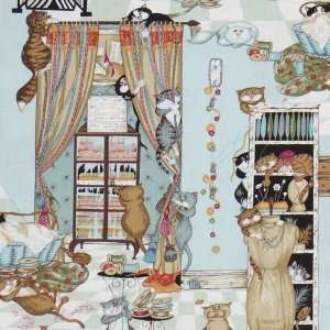  funny cats fabric in the living room Robert Kaufman (Sold 