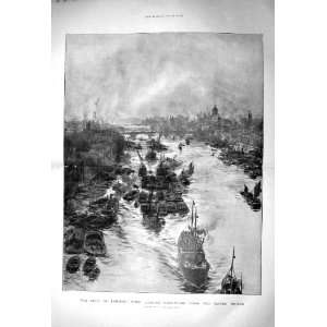  1901 View London River Thames Tower Bridge Boats: Home 
