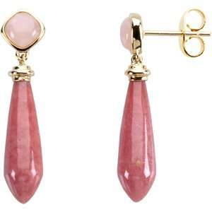    Jewelry Locker Genuine Pink Opal and Rhodonite Earrings: Jewelry