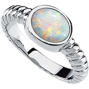  14K White Gold Opal Ring DivaDiamonds Jewelry