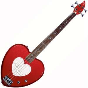  Daisy Rock Heartbreaker Bass Guitar, Red Hot Red Musical 