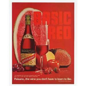  1969 Paisano Basic Red Dinner Table Wine Print Ad (20103 
