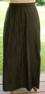  Victorian Era Vintage Long Black Polished Cotton Skirt w/30 40wst