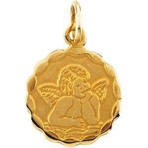  14K Yellow Gold Childrens Guardian Angel Pendant With 15 